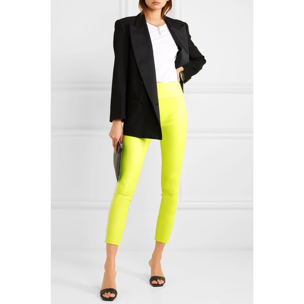 NWT SPRWMN Cropped striped leather leggings